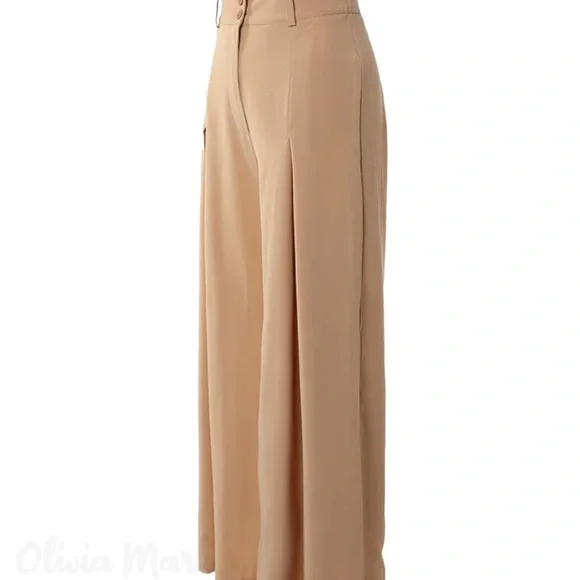 NWT Wide leg ruched tan pants. Super cute! Never worn. - Picture 7 of 9